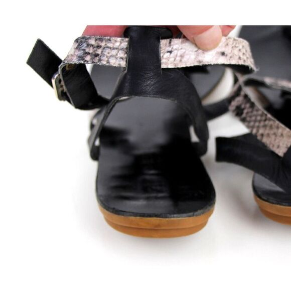 A.Gianetti ITALY GRAY BLACK GENUINE LEATHER STRAPPY FLAT SANDALS SHOES Size 9.5 - Picture 5 of 11